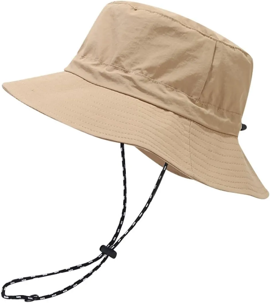 Sun Hat Waterproof Bucket Hat UV Protection Fishing Hat with Chinstrap Quick Drying Foldable Fisherman Hat for Men Women