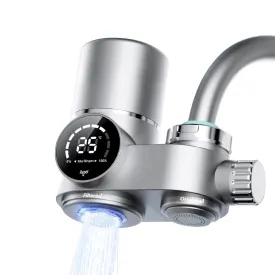 Water Filter for Sink Faucet, Upgraded Faucet Mount Water Filtration System with UV Light and Real-Time Filter Life Indicator, Reduces Lead Chlorine, Heavy Metals (Incl. 1 Filter, 13 adaptors)