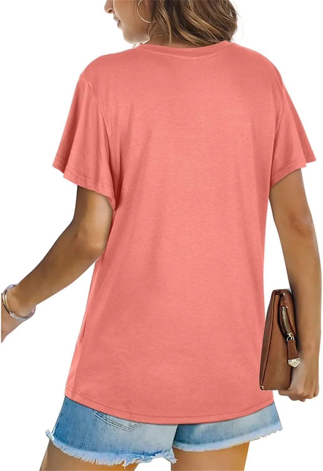 Women's Comfy Casual Summer Tops Short Sleeve V Neck Blouses T Shirts Twist Knot Basic Tees