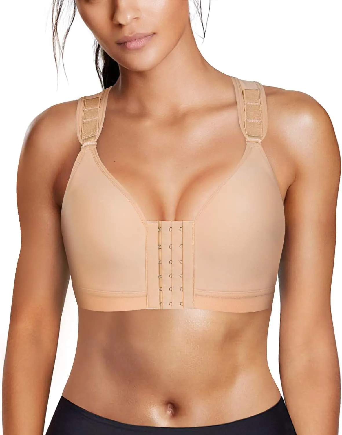Wonderience Post-Surgical Bra Wide Adjustable Straps with Front Closure Wirefree