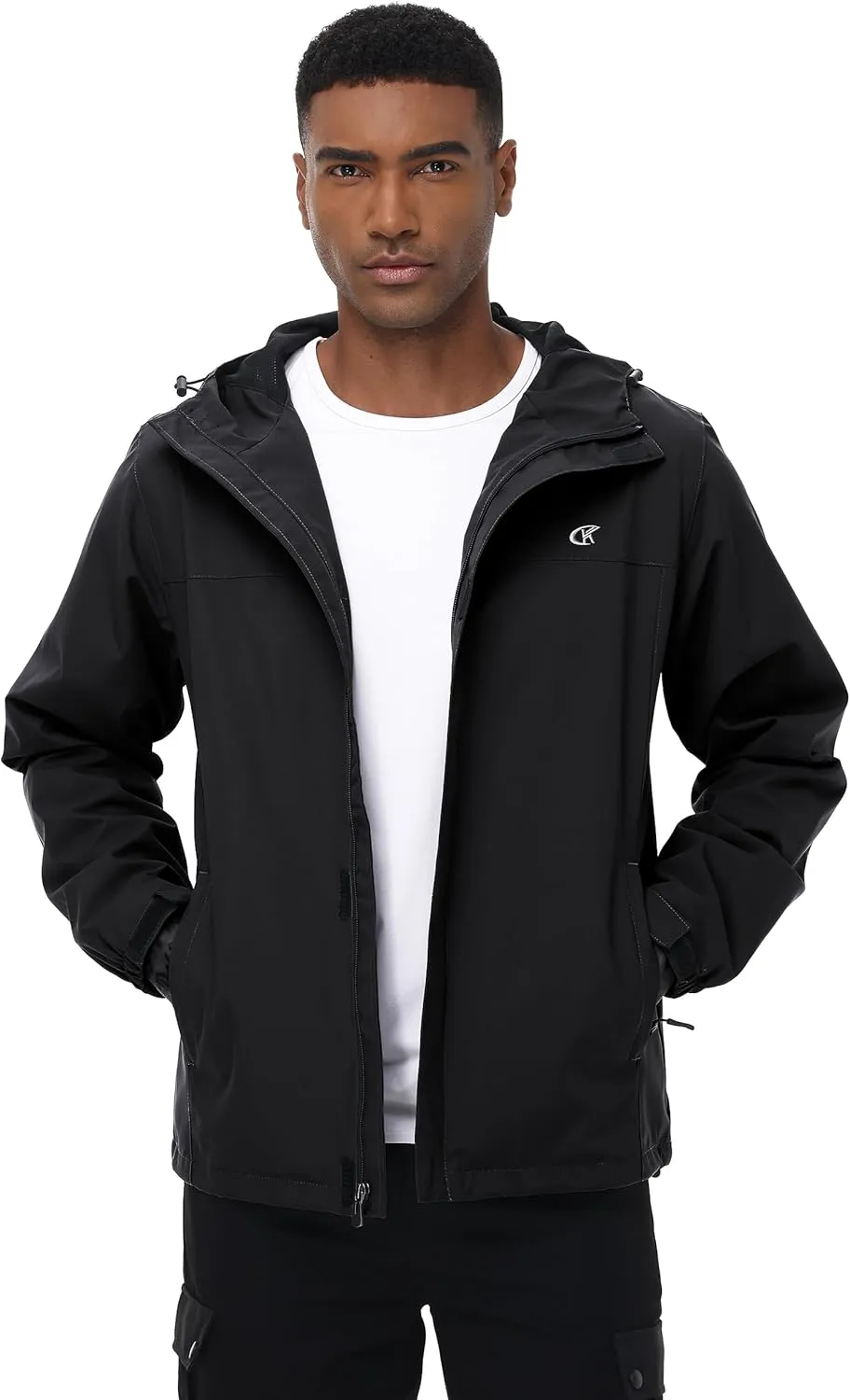 YuKaiChen Mens Rain Jacket Waterproof Hooded Windbreaker Jacket Lightweight Outdoor Hiking Shell Coat