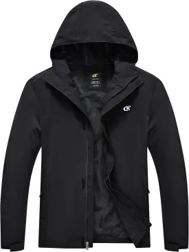 YuKaiChen Mens Rain Jacket Waterproof Hooded Windbreaker Jacket Lightweight Outdoor Hiking Shell Coat