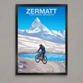 Zermatt mountain bike trail poster